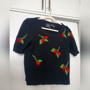 Maeve Anthropologie cherry short sleeve sweater